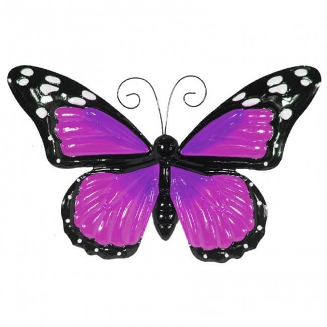 Wanddecoratie metalen vlinder met bewegende vleugels paars Top Merken Winkel
